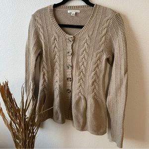NWOT Banana republic knit peplum cardigan sweater in taupe tan women’s xs